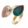 Exquisite Crystal Golden Shadow & Emerald Ring - Stunning Jewelry Piece